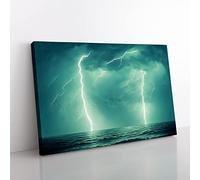 Excellent Lightning Storm Vol.1 Canvas Wall Art Print Ready to Hang, Framed Picture for Living Room Bedroom Home Office Décor, 76x50 cm (30x20 Inch)