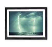 Excellent Lightning Storm Vol.1 Framed Print | A3 Black Framed Wall Art | Ready to Hang | Modern Landscape Picture | Living Room Bedroom Lounge Office