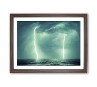 Excellent Lightning Storm Vol.1 Framed Print | A3 Walnut Framed Wall Art | Ready to Hang | Modern Landscape Picture | Living Room Bedroom Lounge Office