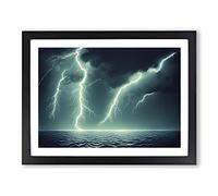 Excellent Lightning Storm Vol.2 Framed Print | A4 Black Framed Wall Art | Ready to Hang | Modern Landscape Picture | Living Room Bedroom Lounge Office