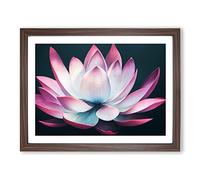 Excellent Lotus Flower Framed Print | A3 Walnut Framed Wall Art | Ready to Hang | Modern Floral Picture | Living Room Bedroom Lounge Office