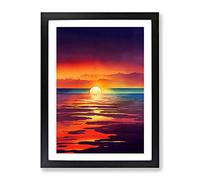 Excellent Ocean Sunset Framed Print | A3 Black Framed Wall Art | Ready to Hang | Modern Nautical Picture | Living Room Bedroom Lounge Office