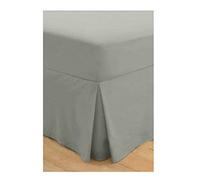 Excellent Quality Plain Grey Double Fitted Valance Sheet, Pleated Valance Sheet - Double 100% Egyptian Cotton 200 Thread Count, Grey