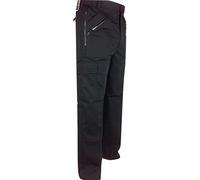 Excellent Quality Thermal Lined Action Trousers W 30-48 with Zip Pockets Side Cargo Pocket and elastic sides elasticated self adjust Pants Bottoms Outdoor work walking Black Fleece Warm Winter