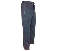 Excellent Quality Thermal Lined Action Trousers with Zip Pockets Side Cargo Pocket and Elastic Sides, Navy, 34 Regular
