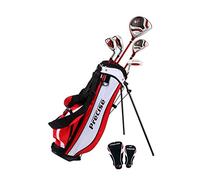 Excellent Right Handed Junior Golf Club Set for Age 6 to 8 (Height 3'8" to 4'4") Set Includes: Driver (15"), Hybrid Wood (22), 2 Irons, Putter, Bonus Stand Bag & 2 Headcovers