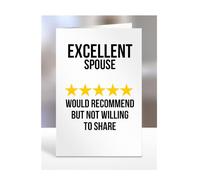 Excellent Spouse, I Would Recommend but not Willing to Share Card, Joke or Silly Mug for Men or Women, Funny Birthday Gifts, Present for Christmas, A5-242_189