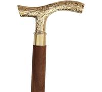 EXCELLENT STORE - Antique Cane & Wooden Stick - 37" Ebony T Shape Adjustable T-Handle Brown T Shape in Gold Solid Brass for Men Women
