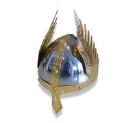 EXCELLENT STORE Viking Deluxe Medieval Winged Helmet - Norman Nasal King Steel Armor Replica for LARP, SCA Reenactments, Cosplay & Historical Roleplay