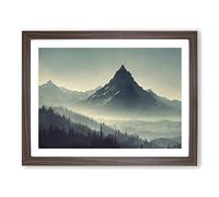Excellent Winter Mountains Framed Print | A4 Walnut Framed Wall Art | Ready to Hang | Modern Landscape Picture | Living Room Bedroom Lounge Office