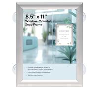 Excello Global Products 8.5"x11" Snap Frame with Suction Cups - Aluminum Front-Loading Display for Windows & Glass Surfaces