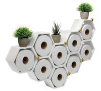 EXCELLO GLOBAL PRODUCTS Honeycomb Toilet Paper Holder with Bees - Holds 9 Rolls - Multiple Configurations, White