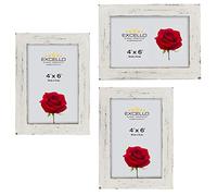 Excello Global Products Rustic Torched Wood Picture Frames: Includes three 4"x6" Photo Frames: Ready to Hang or use Tabletop. Shabby Chic, Driftwood, Barnwood, Farmhouse, Reclaimed Wood Picture Frame