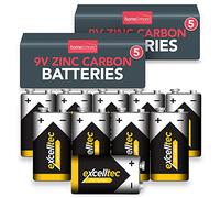 Excelltec 10 Pack 9V Zinc Carbon Batteries - Heavy Duty PP3 Battery for Reliable Power - Long Lasting Performance for Smoke Alarms, Toys, Remote Controls, Clocks and Small Electronics