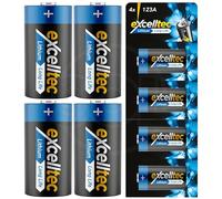 Excelltec 4pk Lithium Batteries, CR123A 3V Lithium Battery for Cameras and Flashlights, Long-Lasting & high Performance Reliable Power Source for High-Drain Devices