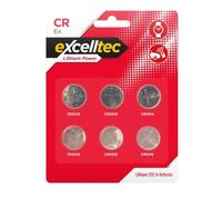 Excelltec Lithium Power Coin Batteries - Assorted, 3V, CR2032, CR2025, CR2016 Flat Batteries, for Scales, Watches, Remote Controls, and Small Electronics - Pack of 6