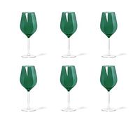 Excelsa Color Wine Set with 6 Stem Glasses, Dark Green, Glass, Capacity 500 ml.