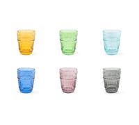 Excelsa Country Flower Set of 6 Water Glasses, Coloured Glass in Paste, Capacity 300 ml