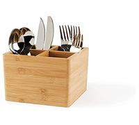 Excelsa Eco Living Bamboo Cutlery/Utensil Holder, Natural Wood, Brown, 4 Compartments
