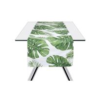 Excelsa Foliage Table Runner, 100% Cotton, Green, 45 x 140 cm