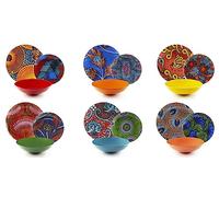 Excelsa Ghana Dinner Set 18 Pieces, Porcelain and Stoneware, Multicolored Decoration, 6 People