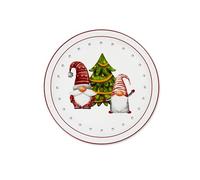 Excelsa Gnomo Friends Panettone or Pizza Plates Set of 6 12" Porcelain Christmas Decoration