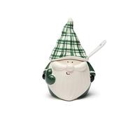 Excelsa Green Winter Christmas Gnome Ceramic Cheese and Sugar Bowl