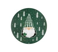 Excelsa Green Winter Christmas Placemats, Set of 2, Round 38 cm, Green with Gnome