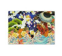 Excelsa Kimono Oriental Style Decorated Glass Chopping Board 25 x 35 cm, Multi-Colour with Non-Slip Base