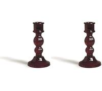 Excelsa Light Candlestick, glass, red, 8 x 8 x 15 cm (Pack of 2)