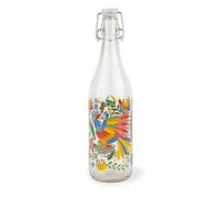 Excelsa Mexican Flowers Water Bottle, 1 Litre, Glass, with Seal