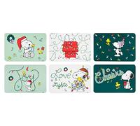 Excelsa Peanuts Shiny & Bright Set of 6 Placemats, PP Plastic, Christmas Pattern, Green, 43 x 28.5 cm, Set of 6