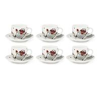 Excelsa Snowman Set of 6 Coffee Cups with Saucer, Porcelain, Christmas Decoration