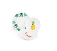 Excelsa Tropical 18-Piece Dinnerware Set, White Porcelain with Decorations