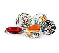 Excelsa Tropical Chic 18-Piece Dinner Set in Porcelain, Multicoloured