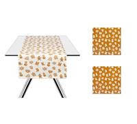 Excelsa Wonderful Ginger 100% Cotton Orange Christmas Table Runner and Napkins 145 x 45 cm and 2 Napkins 45 x 45 cm for Breakfast and Lunch