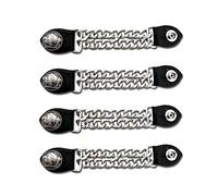 EXCELSIOR INTERNATIONAL Buffalo Nickel Vest Extenders - 4” & 6.5” Chrome Biker Chains - Unisex Motorcycle Vest Extensions, 4 Pack, Black and Silver, One size