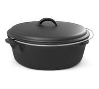 EXCELSTEEL 517 with Handle, Perfect for Home Cooking and Outdoor Fireside Camping 6 QT Cast Iron Dutch Oven, Black