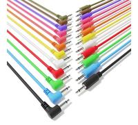 ExcelValley - 12-Pack Hybrid Mono Modular Patch Cables TS 3.5mm 1/8"Eurorack Synth Synthesizer [10cm 4"]