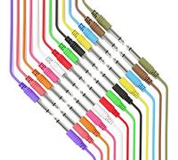 ExcelValley - 12-Pack - Mono Instrument Guitar Cable - Patch Lead TS 6.35mm 1/4" [180cm 71"]