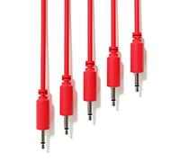 ExcelValley - 5 Pack - Mono Modular Patch Cables - TS 3.5mm 1/8" Eurorack Synthesizer [Red - 60 cm - 24"]