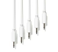 ExcelValley - 5 Pack - Mono Modular Patch Cables - TS 3.5mm 1/8" Eurorack Synthesizer [White - 60 cm - 24"]