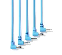 ExcelValley - 5-Pack - Right Angle Mono Modular Patch Cables - 3.5mm 1/8" Eurorack Synthesizer [Blue - 120 cm - 47"]