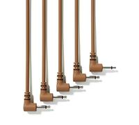 ExcelValley - 5-Pack - Right Angle Mono Modular Patch Cables - 3.5mm 1/8" Eurorack Synthesizer [Brown - 20 cm - 8"]