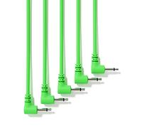 ExcelValley - 5-Pack - Right Angle Mono Modular Patch Cables - 3.5mm 1/8" Eurorack Synthesizer [Green - 30 cm - 12"]