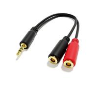 ExcelValley - Stereo to Mono Splitter Cable - 3.5mm TRS to 2 x 3.5mm TS - Professional Audio Adapter for Headphones, Microphones, Mixers, Amplifiers and Recording Equipment [Gold Plated]