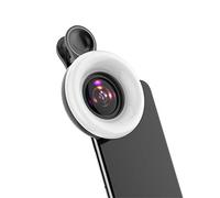 Exception Cell Phone Lens with Beauty LED Flash Light, 15X Macro Lens, 3 Adjustable Brightness Fill Light for iPhone Samsung Cell Phone,B