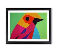Exceptional Abstract Bird Framed Wall Art Print A2 Black