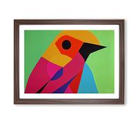 Exceptional Abstract Bird Framed Wall Art Print A2 Walnut