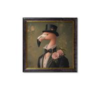 Exceptional Art Baron Von Blush - Gentleman Flamingo Oxford Square Frame - 96 x 96cm